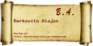 Berkovits Alajos névjegykártya